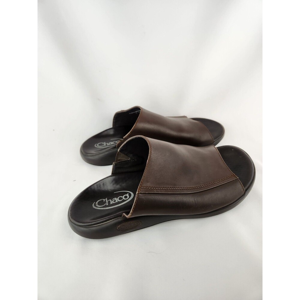 Chaco Men's Brown Leather Slides Sandals Shoes - Size 13 - Made‎ In Portugal